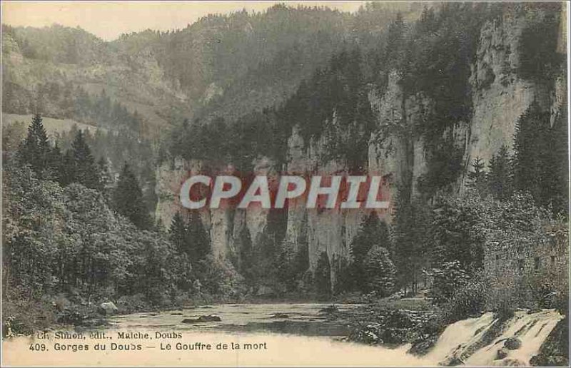 409 Old Post Card gorges Doubs the abyss of death