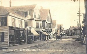 Boothbay Harbor ME Townsend Ave. Barber Shop Drug Store Real Photo Postcard