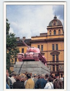 Postcard Soviet Tankists Square Prague Czech Republic