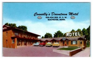 RPPC ROCHESTER, MN ~  CONNOLLY'S MOTEL c1950s Cars  Olmsted County Postcard