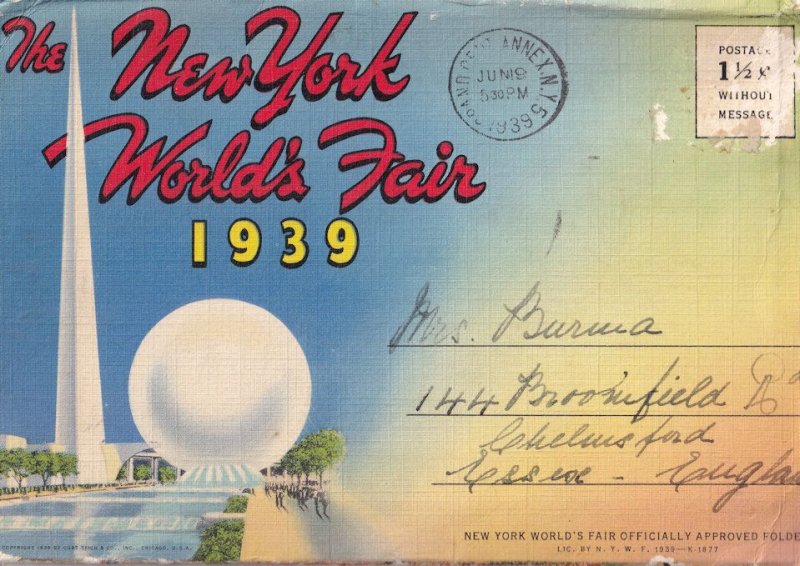 The New Yorks World Fair 1939 WW2 Large Postcard Book