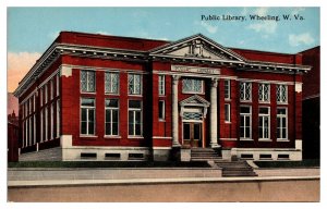 Antique Public Library, Wheeling, WV Postcard