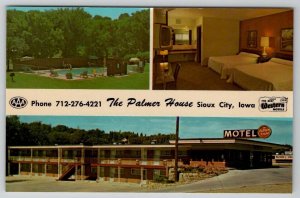 Sioux City Iowa The Palmer House Motel Restaurant Service Station Postcard D30