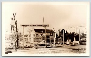Dodge City Kansas~Boot Hill Entrance Gate~Bill Rhodes Info Cabin~1940s RPPC