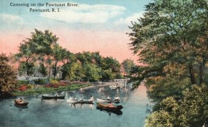 Vintage Postcard Canoeing Pawtuxet River Water Adventure Pawtuxet Rhode Island