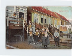 Postcard Dutch Children Houses in Marken Netherlands