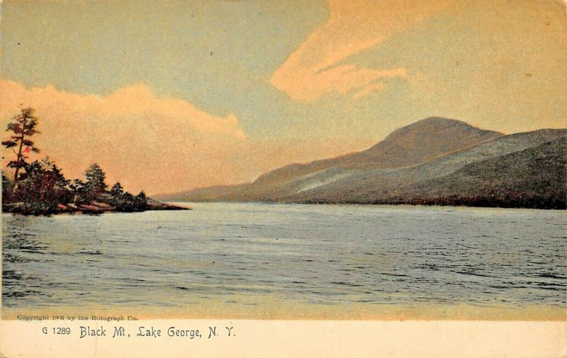 LAKE GEORGE NY~BLACK MOUNTAIN~ROTOGRAPH 1900s PHOTO POSTCARD 