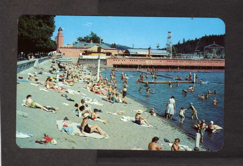 ID Municipal City Beach Coeur d'Alene Idaho Postcard Amusement Park Rides