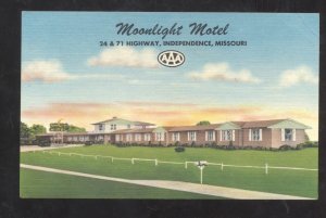 INDEPENDENCE MISSOURI MOONLIGHT MOTEL VINTAGE LINEN ADVERTISING POSTCARD