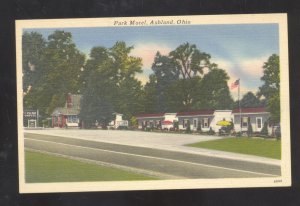 ASHLAND OHIO PARK MOTEL VINTAGE LINEN ADVERTISING POSTCARD