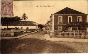 PC CPA ANGOLA, S. THOMÉ, RUE GENERAL CALHEIROS, VINTAGE POSTCARD (b20842)