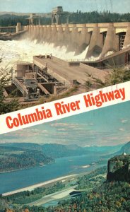 Vintage Postcard Columbia Rive Highway Bonneville Dam Oregon And Washington