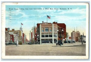 1929 Broad Street East From Intersection West Main Street Rochester NY Postcard