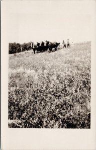 Farming Canada People and Horses Agriculture Farm Life Sask ?? RPPC Postcard H60
