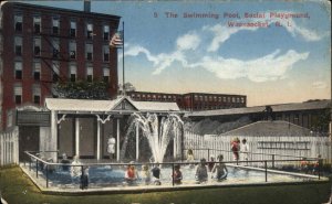 Woonsocket Rhode Island RI Pool Playground 1900s-20s Vintage Postcard