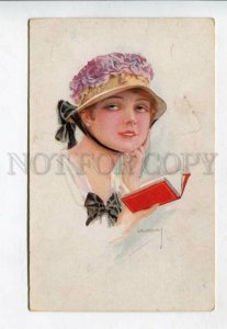 427121 Reading BELLE Girl by USABAL Vintage ERKAL postcard