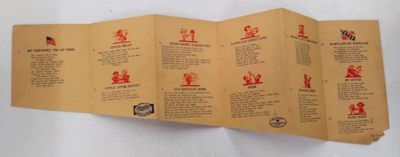 Hendler's Ice Cream Advertising Sing  Song Lyrics Fold out Novelty J73669