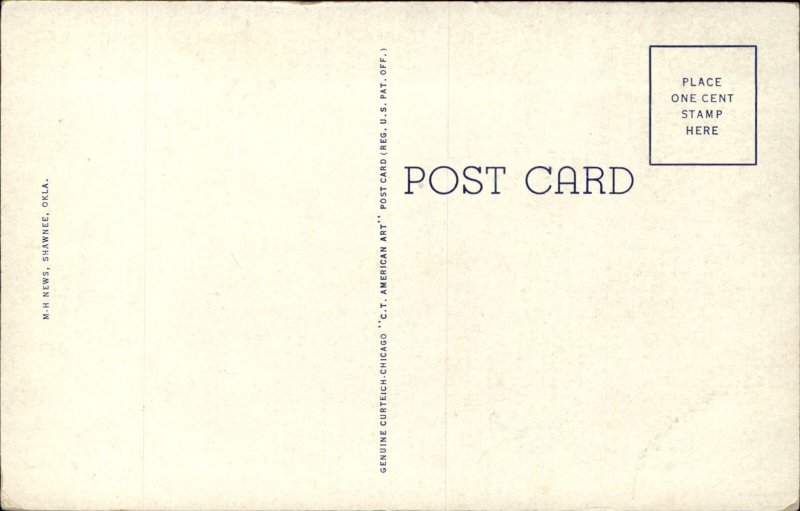 Shawnee OK Oklahoma Municipal Swimming Pool c1930-50s Vintage Postcard