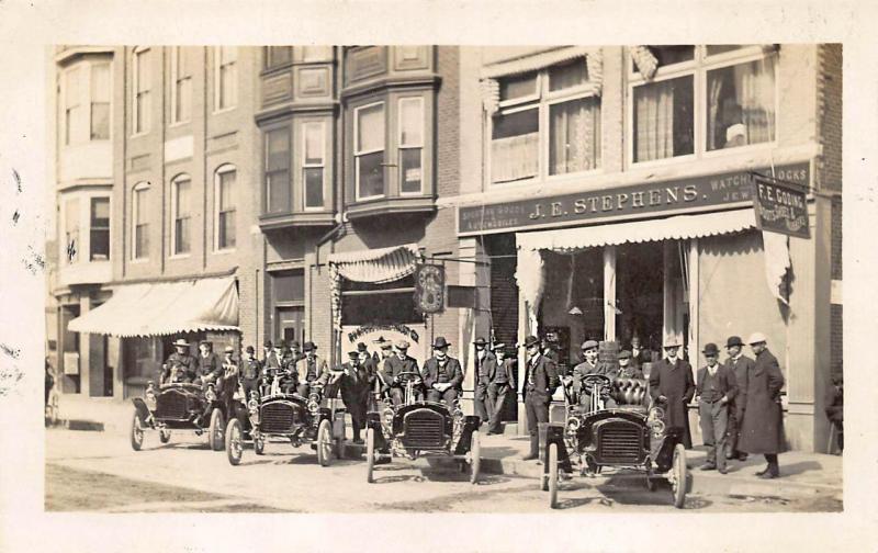 Rumford ME New Shipment of Cars Storefronts Bank Jeweler RPPC