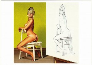 The Drawing Lesson #1 by Mel Ramos Nude Pop Art Pinup Postcard