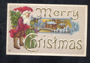 MERRY CHRISTMAS GNOME SANTA CLAUS PURPLE ROBE SATUSA OHIO VINTAGE POSTCARD