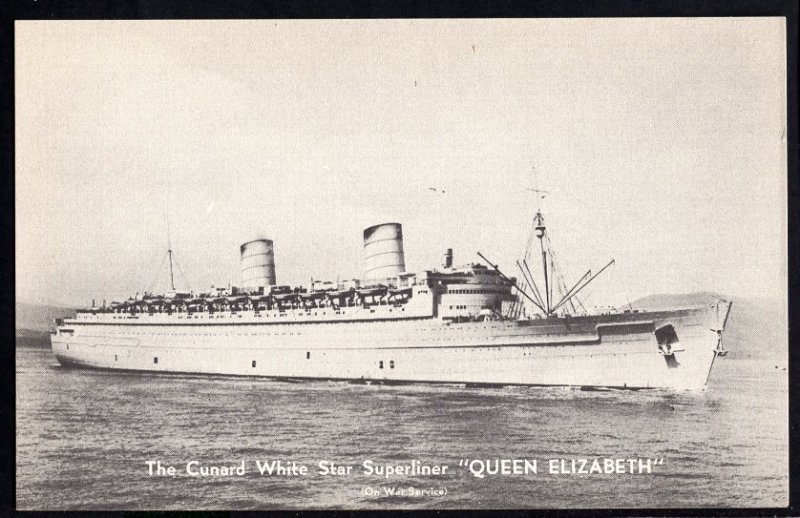 The Cunard White Star Superliner QUEEN ELIZABETH on War Service - Divided Back