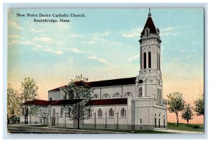 c1920s New Notre Dame Catholic Church Southbridge, Massachusetts MA Postcard