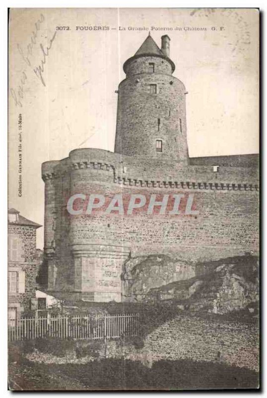 Old Postcard Fougeres Chateau La Grande Postern