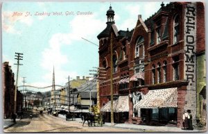 Postcard Galt Ontario c1909 Main Street Looking West Waterloo Region by Stedman