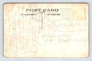 Owosso Michigan - Got a Motorcycle Pennant Postcard 1915