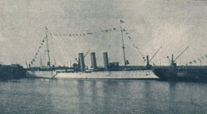 WWI Germany Imperial Navy SMS Bremen at celebration in Buenos Aires