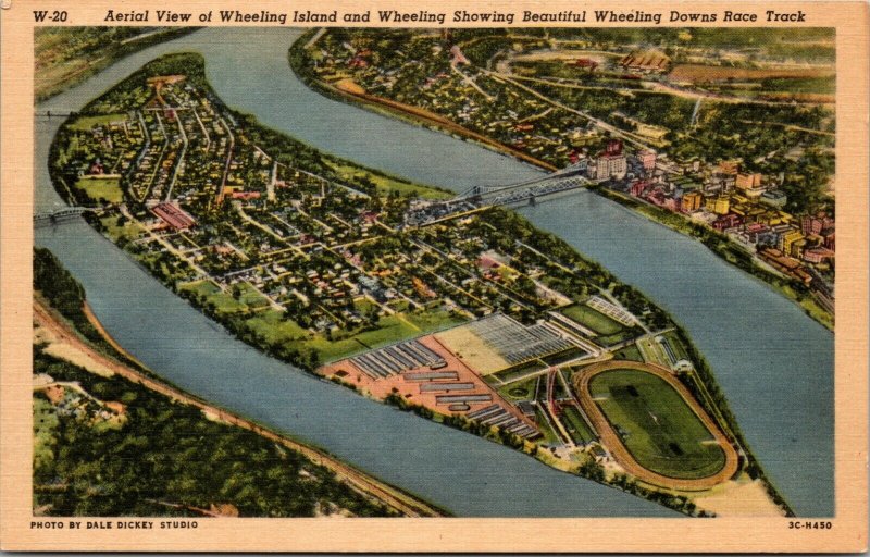 Lot of 5 : Wheeling, WV West Virginia Vintage Race Aerial View Linen Postcard 