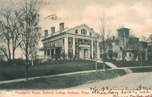 Vintage Postcard 1908 Presidents House College Building Amherst Massachusetts MA