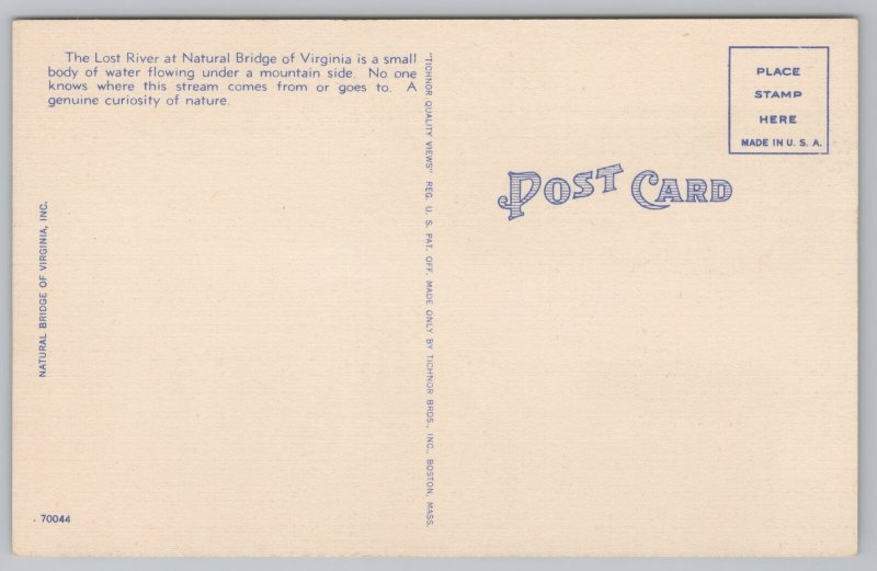 Natural Bridge Virginia~Lost River~Linen Postcard 