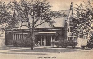 Weston Massachusetts birds eye view local library antique pc Z22348 