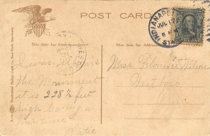 Indianapolis Indiana 1908 Postcard St. Clair Park