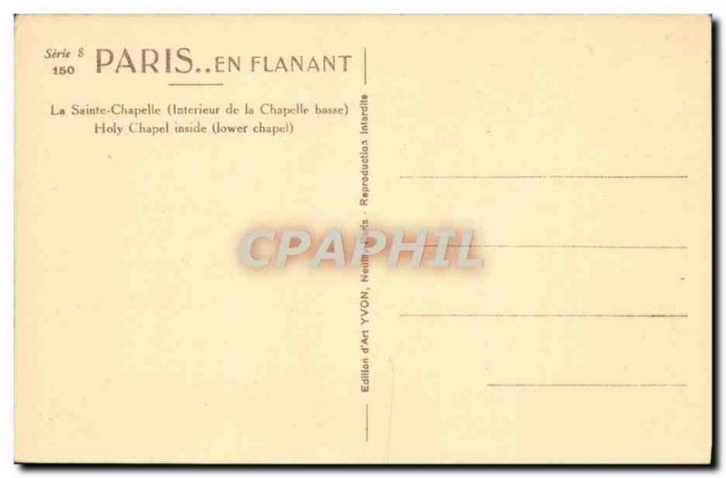 Old Postcard Paris strolling La Sainte Chapelle