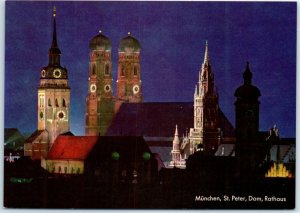 Postcard - Skyline of the City at Night - Munich, Germany