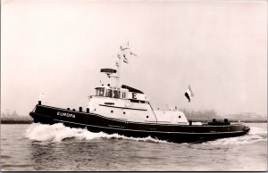 Sleepboot Europa Bureau Wijsmuller Ijmuiden Tugboat Ship Vintage RPPC C016