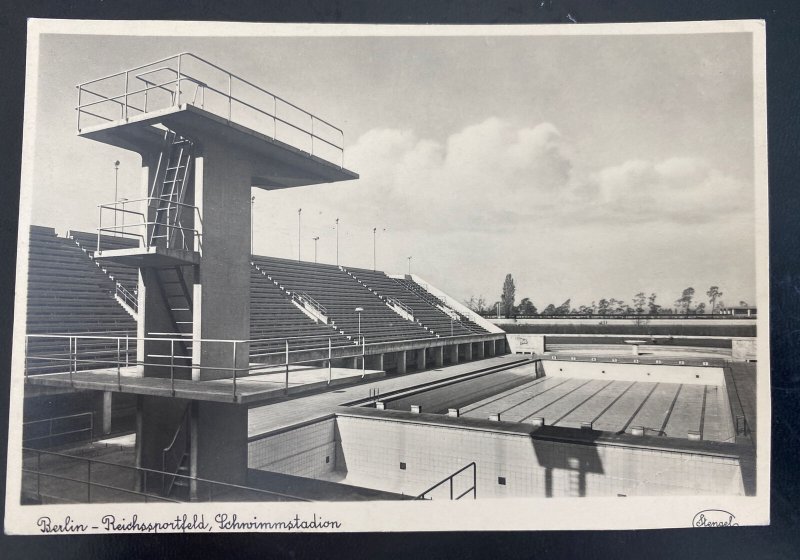 Mint Germany RPPC Postcard Berlin 1936 Olympic Games Swimming Stadium View 