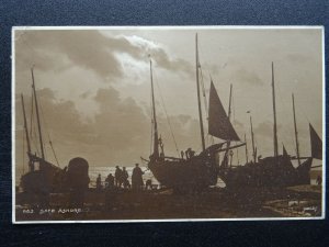 Fishing Boats SAFE ASHORE c1910 RP Postcard by Judges Folkestone cds