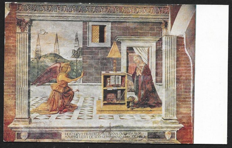 Annunciation Mural of Angel & Woman San Gimignano ITALY Unused c1910s