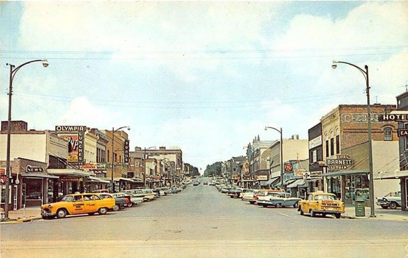 McCook NE Olympia Lunches Taxi Cabs Storefronts Old Cars Postcard