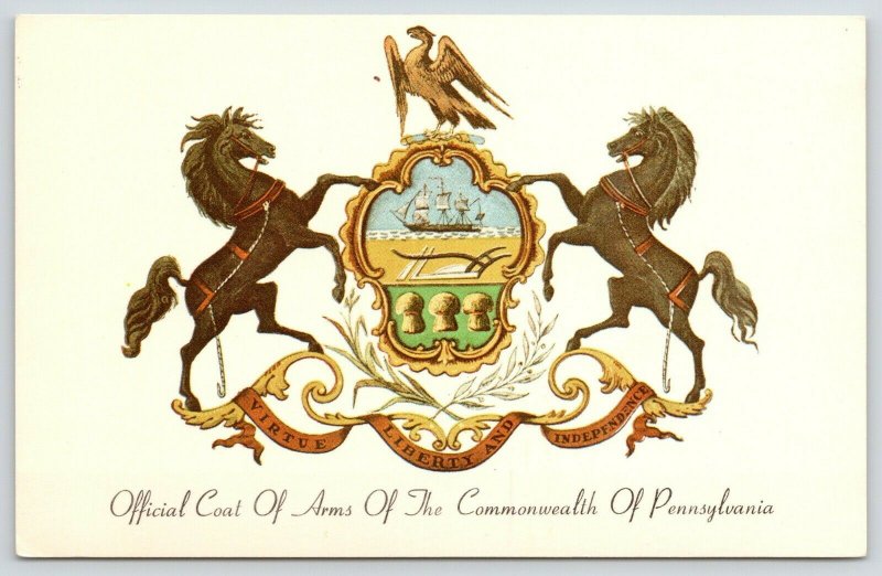 Pennsylvania Commonwealth (State) Coat of Arms~Eagle~Horses~Sail Boat~1950s 