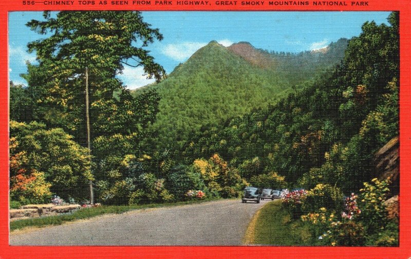 Vintage Postcard Chimney Tops Park Highway Great Smoky Mountains National Park 