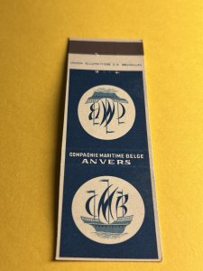 Vintage Matchbook Cover Compagnie Maritime Belge Belgium Maritime Company MB182