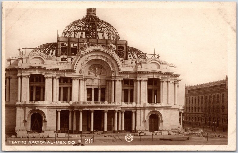 Teatro Nacional Mexico Opera House Sculptured Design Real Photo RPPC Postcard