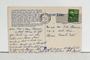 Illinois Central Station, Chicago - Postcard
