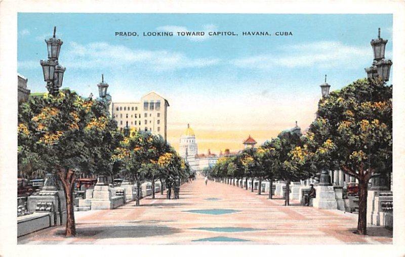 Prado Looking Toward Capitol Havana Cuba, Republica de Cuba Unused 