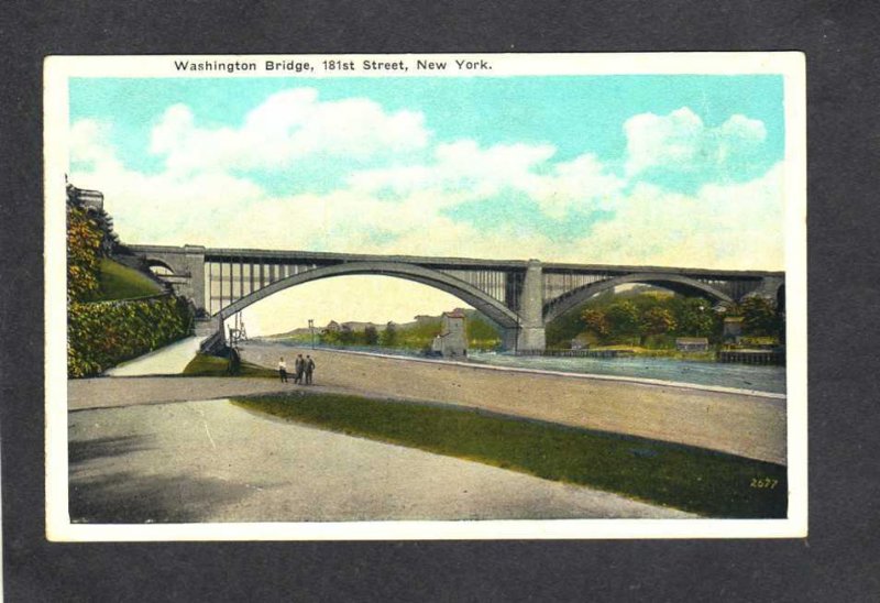 NY Washington Bridge New York City NYC Vintage Postcard